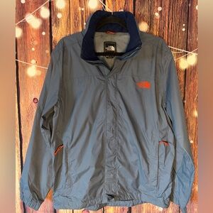 The North Face Men's Blue/Gray Windbreaker with Orange Accents